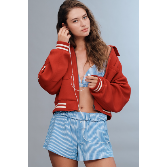 Anthropologie Jackets & Blazers - Anthropologie Maeve Knit Varsity Jacket in Red
